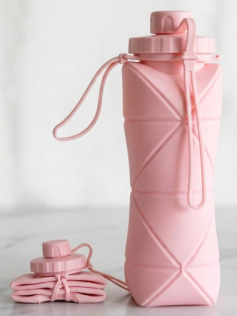 Collapsible Sports Water Bottles Leakproof Valve BPA Free Silicone Foldable Water Bottle
