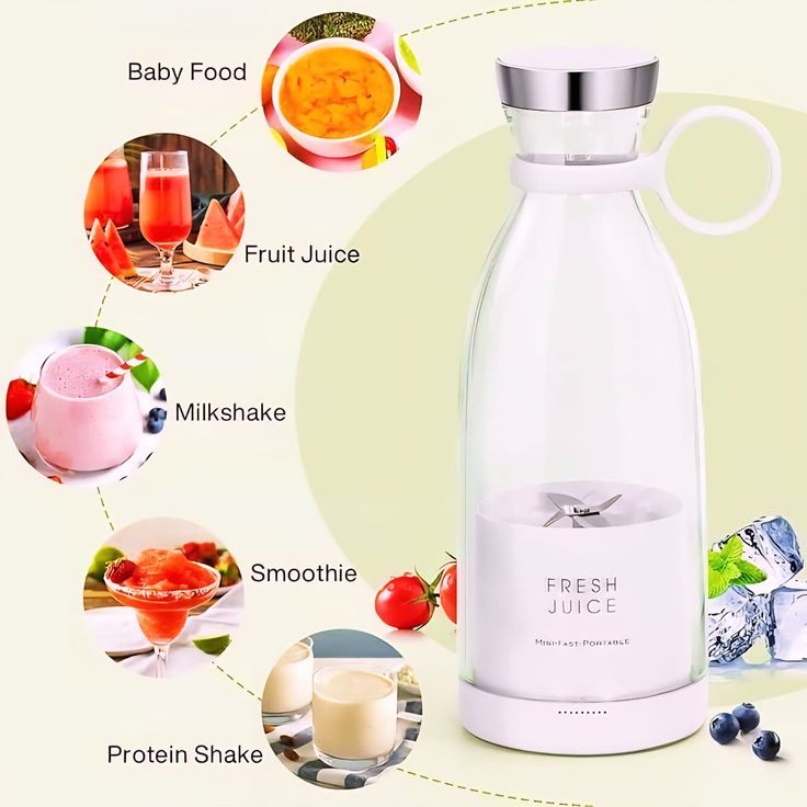 Portable USB Rechargeable Juicer Blender Bottle – Fresh Smoothie Maker