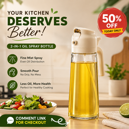 2-in-1 Oil Spray Bottle | Smart Kitchen Oil Dispenser