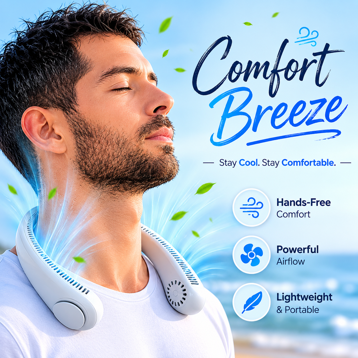 Portable Neck Fan, Hands Free Bladeless Fan